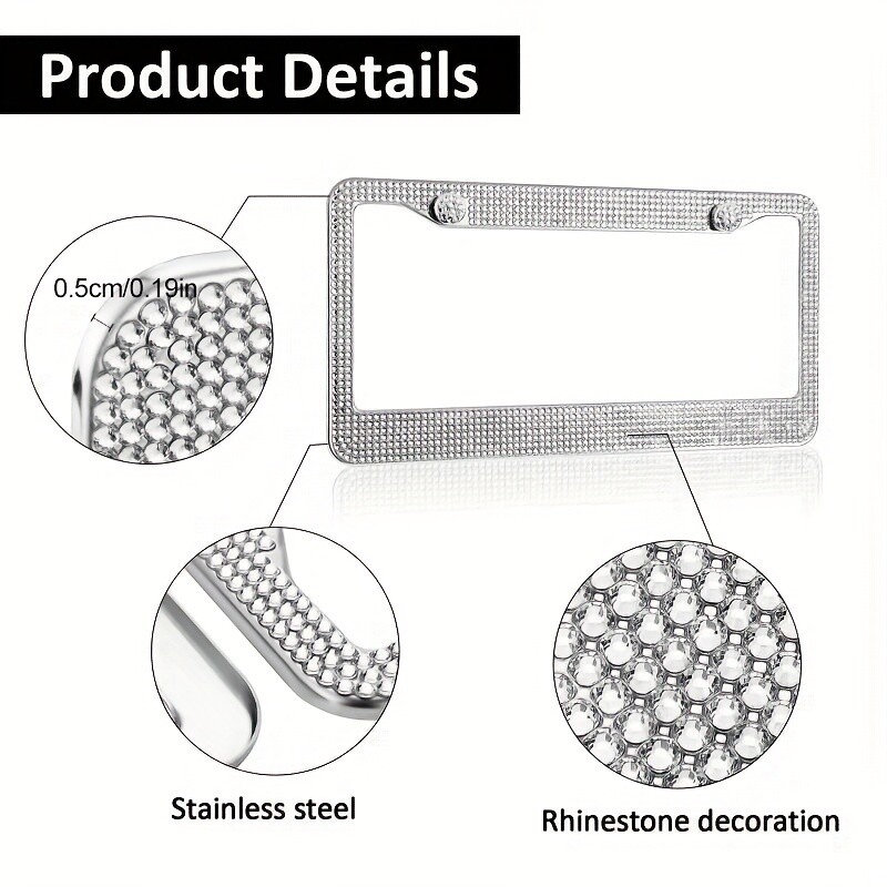 1 gab. Nerūsējošā tērauda urbšanas numura zīmes turētāja numura zīmes rāmis automašīnas numura zīmju turētāja ārējais dekors