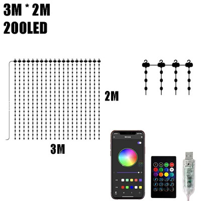 RGBIC užuolaidų šviesos stygos USB kištukas nuotolinio valdymo LED užuolaidų lemputė APP Bluetooth valdymo stygos, skirtos kambario dekoravimui
