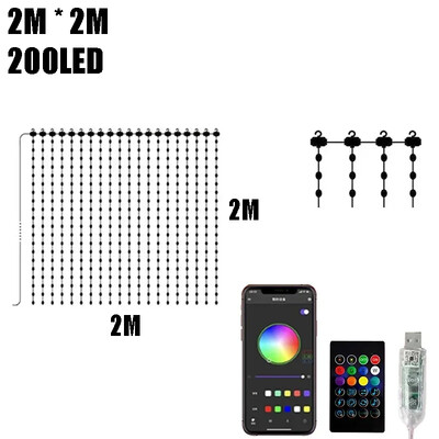 RGBIC užuolaidų šviesos stygos USB kištukas nuotolinio valdymo LED užuolaidų lemputė APP Bluetooth valdymo stygos, skirtos kambario dekoravimui