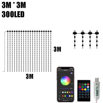 RGBIC užuolaidų šviesos stygos USB kištukas nuotolinio valdymo LED užuolaidų lemputė APP Bluetooth valdymo stygos, skirtos kambario dekoravimui