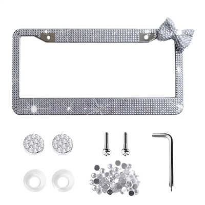 Nerūdijančio plieno inkrustuotas valstybinio numerio ženklo rėmas Standartinis automobilio numerio laikiklis Didmeninė automobilių priedų gamyba