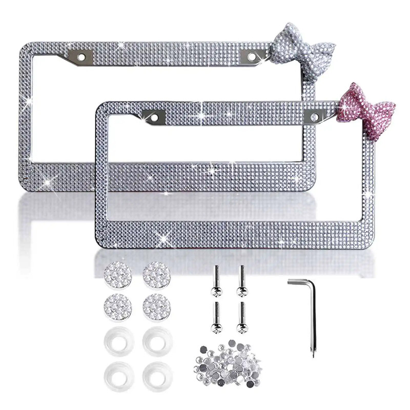 Nerūdijančio plieno inkrustuotas valstybinio numerio ženklo rėmas Standartinis automobilio numerio laikiklis Didmeninė automobilių priedų gamyba