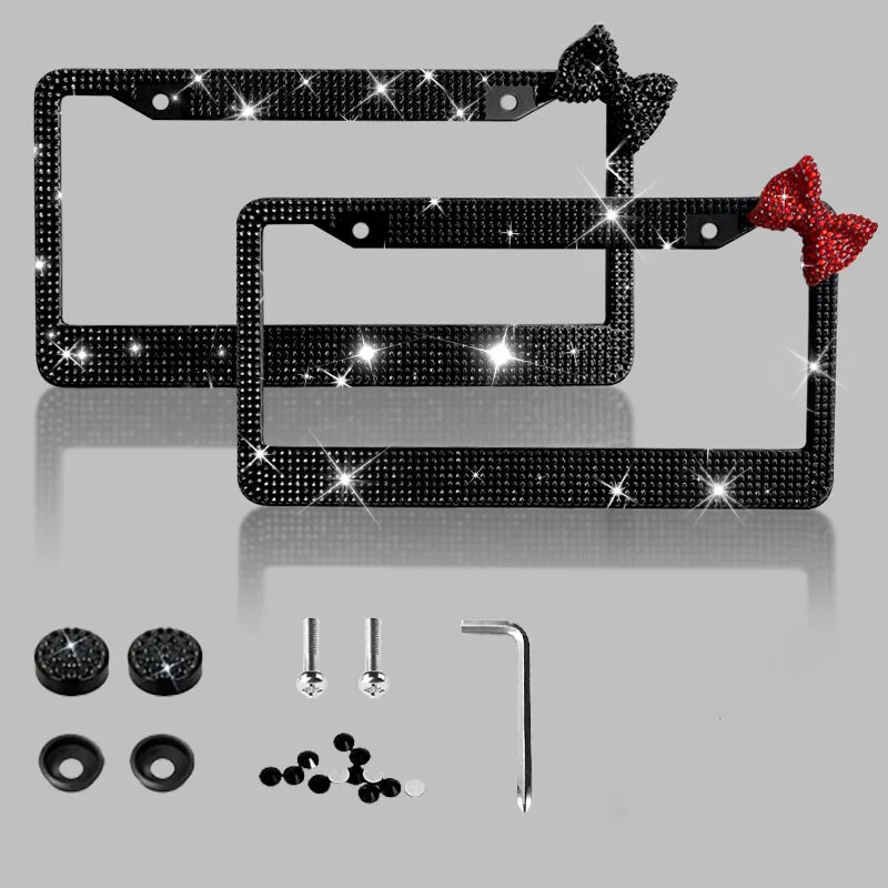 Nerūdijančio plieno inkrustuotas valstybinio numerio ženklo rėmas Standartinis automobilio numerio laikiklis Didmeninė automobilių priedų gamyba