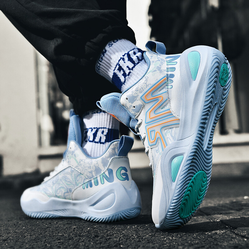 Laukā cīņas basketbola apavi vīrieši satver zemi neslīdoši studentu paisuma apavi visi atbilst jauniešu sporta apaviem