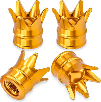 4PCS Crown Style riepas vārstu kāta vāciņi, gaisa vāciņu vāks, alumīnija sakausējuma putekļu necaurlaidīgs un ūdensnecaurlaidīgs vārstu vāciņu vāks automašīnām