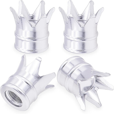 4PCS Crown Style riepas vārstu kāta vāciņi, gaisa vāciņu vāks, alumīnija sakausējuma putekļu necaurlaidīgs un ūdensnecaurlaidīgs vārstu vāciņu vāks automašīnām