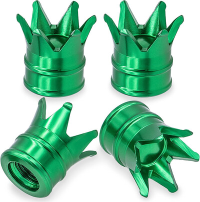 4PCS Crown Style riepas vārstu kāta vāciņi, gaisa vāciņu vāks, alumīnija sakausējuma putekļu necaurlaidīgs un ūdensnecaurlaidīgs vārstu vāciņu vāks automašīnām