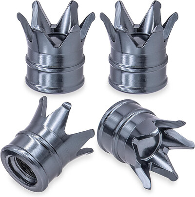 4PCS Crown Style riepas vārstu kāta vāciņi, gaisa vāciņu vāks, alumīnija sakausējuma putekļu necaurlaidīgs un ūdensnecaurlaidīgs vārstu vāciņu vāks automašīnām