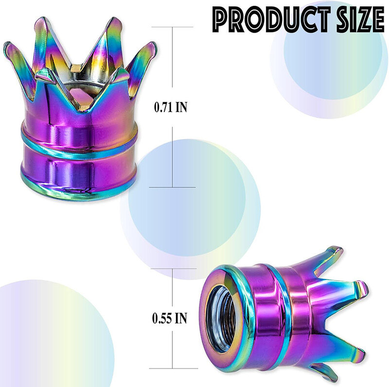 4PCS Crown Style riepas vārstu kāta vāciņi, gaisa vāciņu vāks, alumīnija sakausējuma putekļu necaurlaidīgs un ūdensnecaurlaidīgs vārstu vāciņu vāks automašīnām