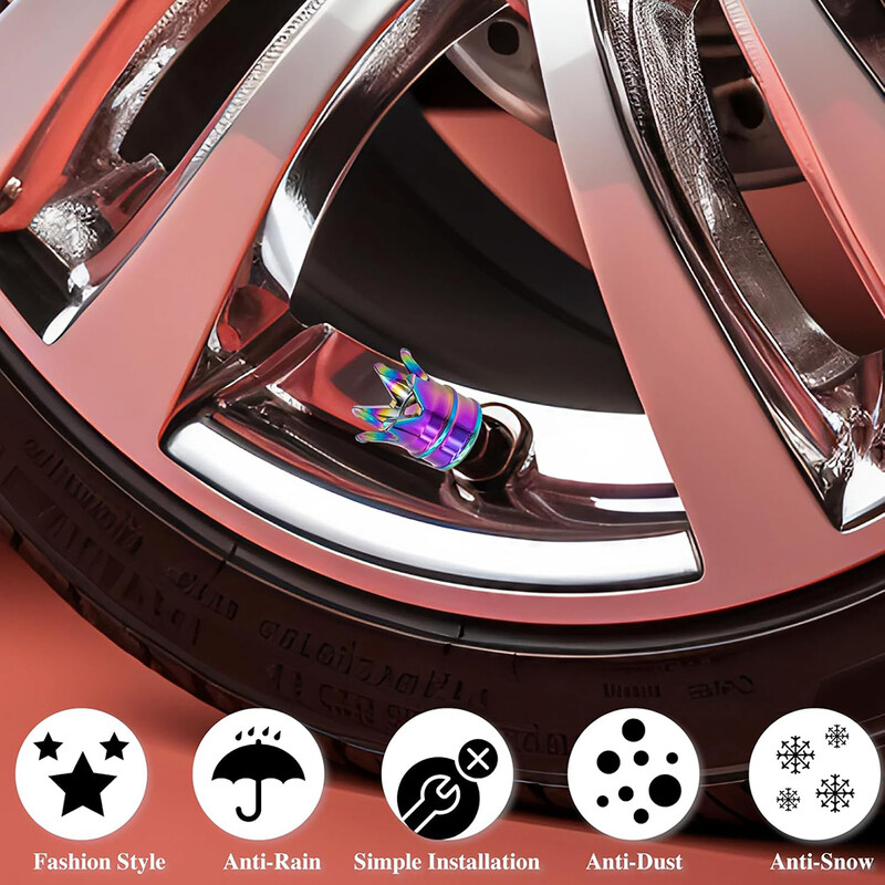 4PCS Crown Style riepas vārstu kāta vāciņi, gaisa vāciņu vāks, alumīnija sakausējuma putekļu necaurlaidīgs un ūdensnecaurlaidīgs vārstu vāciņu vāks automašīnām