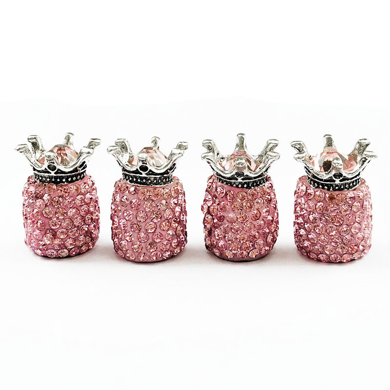 4Pcs Bling kapica ventila za gume Dijamantna kruna Kapice za kotače Rhinestone Clay ABS Auto gume Ventili Kapice zračnih ventila na stablu gume Hermetički poklopac