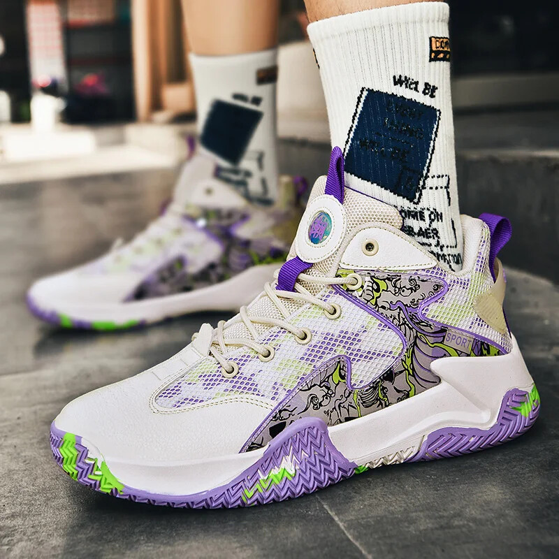 Pretslīdes, nodilumizturīgi sporta basketbola apavi Triecienu absorbējoši Youth Trend Viegli un ērti lauku kaujas zābaki