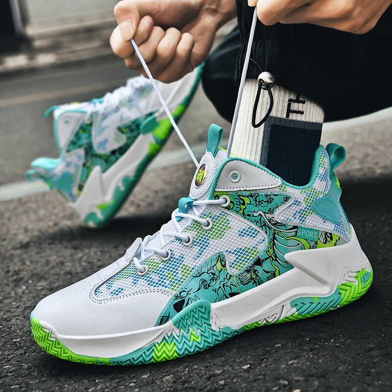 Pretslīdes, nodilumizturīgi sporta basketbola apavi Triecienu absorbējoši Youth Trend Viegli un ērti lauku kaujas zābaki