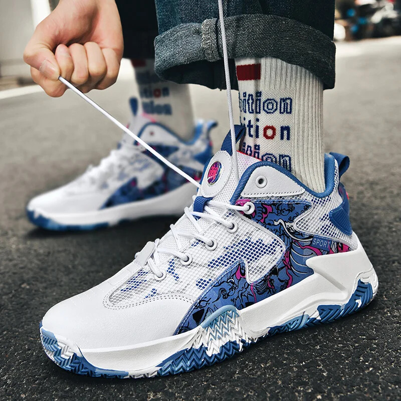 Pretslīdes, nodilumizturīgi sporta basketbola apavi Triecienu absorbējoši Youth Trend Viegli un ērti lauku kaujas zābaki