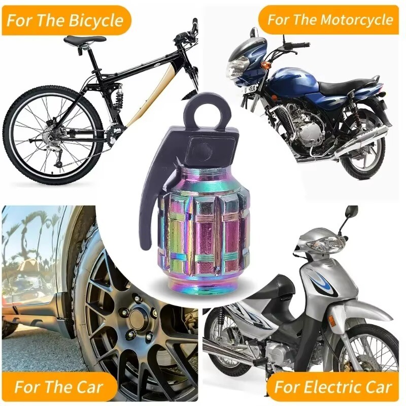 Καλύμματα βαλβίδας ελαστικών αυτοκινήτου Πολύχρωμο μεταλλικό κάλυμμα σκόνης βαλβίδας αυτοκινήτου μοτοσικλέτας Στελέχη βαλβίδας τροχού ποδηλάτου Καπάκια αυτοκινήτου Τροποποιημένα αξεσουάρ