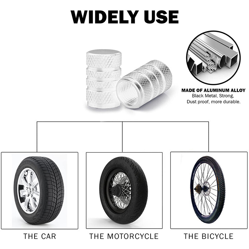 4gab Universālie automašīnu riteņu riepu vārsta kāta vāciņi Putekļu aizsargi Alumīnija riepu riteņu kāta gaisa vārsta vāciņi Automašīnu piederumi