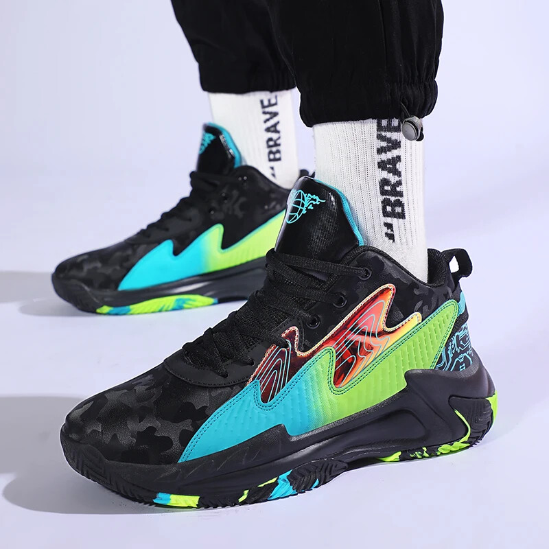 Vīriešu basketbola apavi Āra trenažieri Sporta kedas Treniņš Sports Augstas kvalitātes Neslīdošs Augsts augšas Neslīdošs Ciets Korts Mīksts