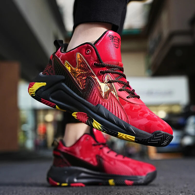 Vīriešu basketbola apavi Āra trenažieri Sporta kedas Treniņš Sports Augstas kvalitātes Neslīdošs Augsts augšas Neslīdošs Ciets Korts Mīksts