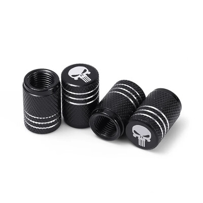 Jauni 4gab/iepakojumā alumīnija sakausējuma vārsta serdes vāks Creative Skull Head Logo auto riepu vārstu vāciņi -ar hermētiķa spilventiņu piederumiem rīki