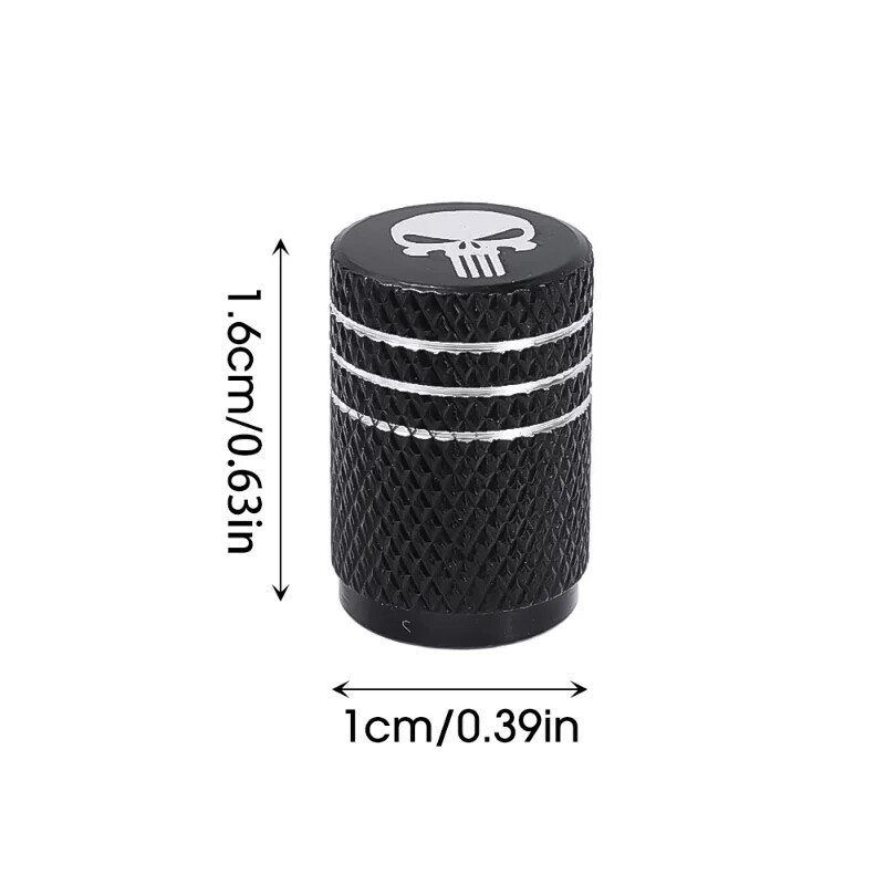 Jauni 4gab/iepakojumā alumīnija sakausējuma vārsta serdes vāks Creative Skull Head Logo auto riepu vārstu vāciņi -ar hermētiķa spilventiņu piederumiem rīki