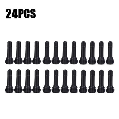 Melni TR414 bezkameru automobiļu riteņu riepu vārstu kāti ar uzliekamiem vāciņiem Gumijas riepas vārsta kāta vāks Augstas kvalitātes automašīnu piederumi