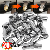 5/10SET chromu padengtas prispaudžiamas automobilių sunkvežimio padangos padangos vožtuvas šešiakampis dangtelis su rankovės dangteliu automobilių padangų ratų universalūs priedai