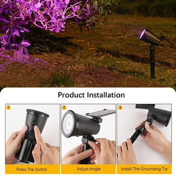 9 LED Solar Spot Lights Outdoor RGB Solar Landscape Lights IP65 Αδιάβροχα Ρυθμιζόμενα Φωτεινότητα για Διακόσμηση αυλής κήπου