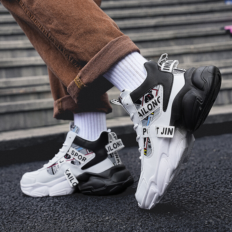 Visoke muške cipele jesenske mladenačke kožne košarkaške sportske cipele koje apsorbiraju udarce sportski život slobodno vrijeme prozračne tenisice za trčanje