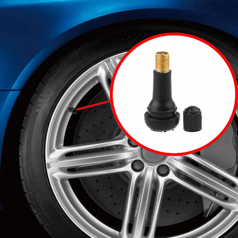 10/25/100gab. TR413 iespiežami melni gumijas riepu vārsta kāti Īsi stieņa automobiļu piederumi Gumijas vārsti ar putekļu vāciņiem