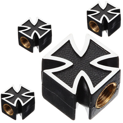 4 gab. Cross Valve Cap Auto riepu vāciņi Auto Automotive Black