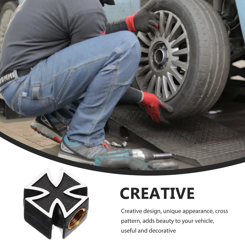 Čepovi križnih ventila od 4 komada, poklopci za automobilske gume, crni