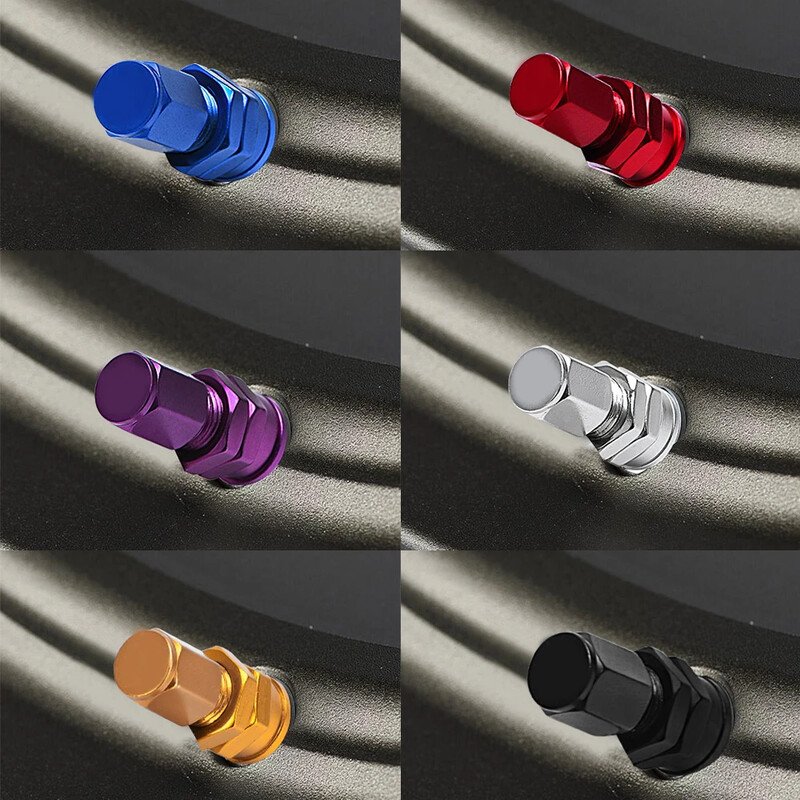 4kom Automobil Kamion Motocikl Ventil kratke drške Metalni vijak Kit ventila za gume Kit s poklopcem za prašinu