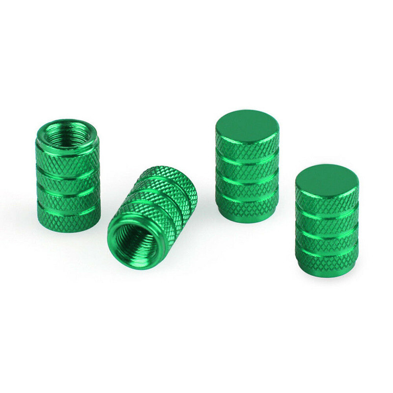 4gab. Automašīnas regulēšanas virzuļa riepas diska vārstu vāciņi Riteņa gaisa atvere Putekļu pārsega kāta nipeļa vāciņi Alumīnija zaļi automašīnas ārējie piederumi