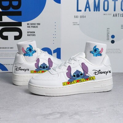 Disney Dječje cipele za slobodno vrijeme Bijele crtane dječje tenisice Cipele za dječake Lilo & Stitch Sportska obuća za djevojčice Print tenisice Tenisice za par