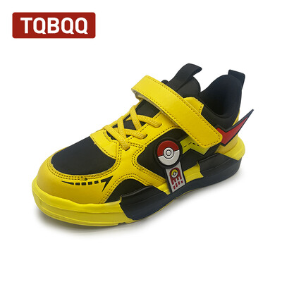 Bērnu ūdensnecaurlaidīgas ādas modes čības zēniem un meitenēm Jauki sporta apavi Bērnu ikdienas pastaigu apavi — dzelteni