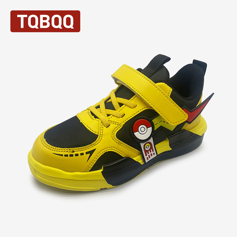 Bērnu ūdensnecaurlaidīgas ādas modes čības zēniem un meitenēm Jauki sporta apavi Bērnu ikdienas pastaigu apavi — dzelteni
