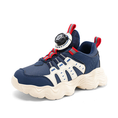 Bērnu sporta apavi Jaunas modes zēnu ikdienas kedas ar mīkstu zoli zēniem un meitenēm ar rotējošu sprādzi, neslīdoši skriešanas apavi