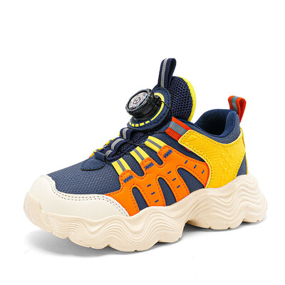 Bērnu sporta apavi Jaunas modes zēnu ikdienas kedas ar mīkstu zoli zēniem un meitenēm ar rotējošu sprādzi, neslīdoši skriešanas apavi