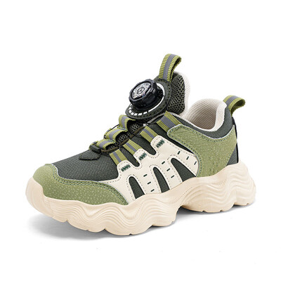 Bērnu sporta apavi Jaunas modes zēnu ikdienas kedas ar mīkstu zoli zēniem un meitenēm ar rotējošu sprādzi, neslīdoši skriešanas apavi