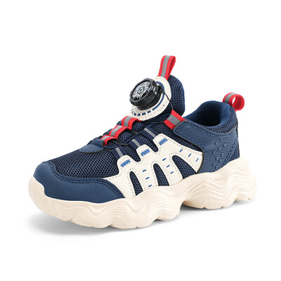 Bērnu sporta apavi Jaunas modes zēnu ikdienas kedas ar mīkstu zoli zēniem un meitenēm ar rotējošu sprādzi, neslīdoši skriešanas apavi