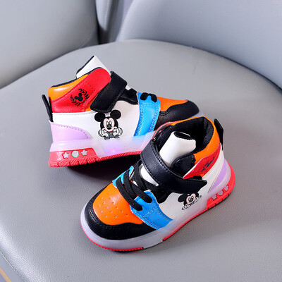 Disney Dječje tenisice Dječaci Djevojčice Mickey Led Light Sportske cipele Studentske cipele Kuka Protuklizna Dječja vanjska obuća Obuća za košaru