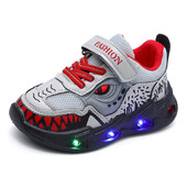 Pavasariniai nauji vaikiški sportiniai bateliai madingi animaciniai filmukai berniukų batai su LED šviesa minkštu padu Vaikiški bėgimo bateliai 1–6 t.