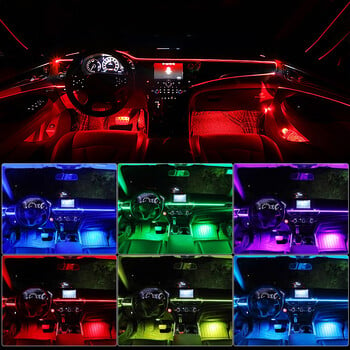 14 σε 1 18 σε 1 Led Car Ambient Lights App Control Optic Strip Acrylic Fiber RGB 64 Color Bluetooth Atmosphere Διακοσμητικός λαμπτήρας