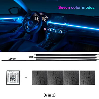 14 σε 1 18 σε 1 Led Car Ambient Lights App Control Optic Strip Acrylic Fiber RGB 64 Color Bluetooth Atmosphere Διακοσμητικός λαμπτήρας