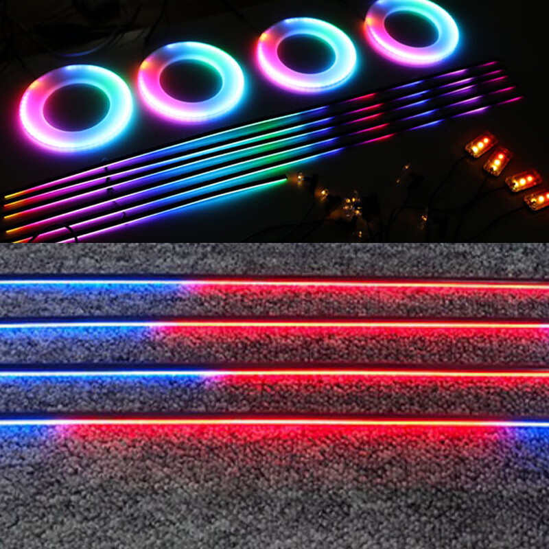 22 In1LED Symphony Strip Auto aksesuāri RBG 64 krāsu auto Apkārtējais salons Akrila sloksnes vadotne Fiber Optic Salona apgaismojums