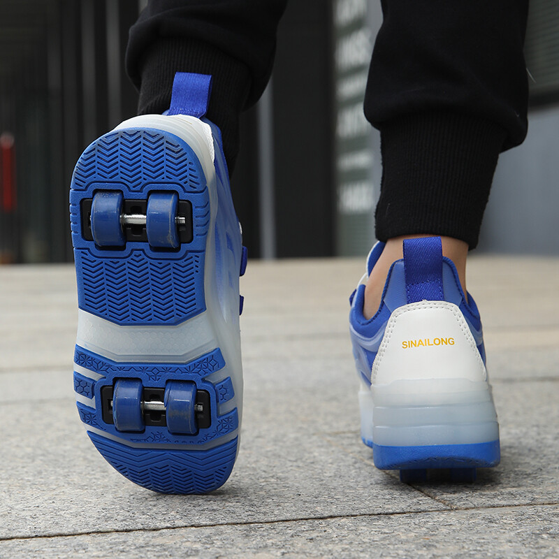 Bērnu ātrās pastaigas apavi Meiteņu jauni zēnu skrituļslidas saplīst četri riteņi Skrituļkurpes var staigāt, slīdēt un sarauties slidu kurpes