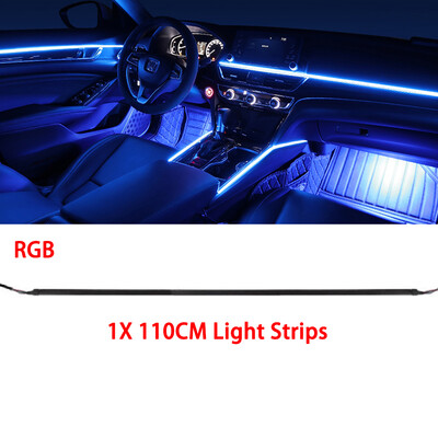 110CM/75CM/35CM RGB 64 krāsu LED sloksne automašīnas apkārtējās vides apgaismojuma salonam akrila optiskās šķiedras sloksnes paneļa lampa nomaiņai