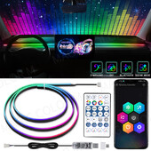 Universalus automobilio salono LED aplinkos apšvietimas USB APP valdymo nuotolinio valdymo pultas RGB akrilo kreiptuvas Fiber Dashboard Symphony atmosferos lempa 12V