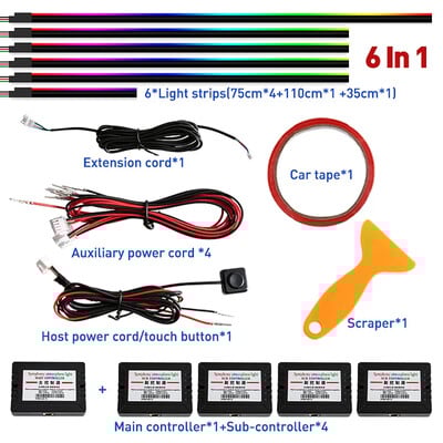 22 in 1 18 in 1 Symphony RGB Auto Apkārtējās gaismas Atmosfēras Salons 64 Krāsas LED Akrila Vadītāja Fiber Optic Universāls Dekorējums