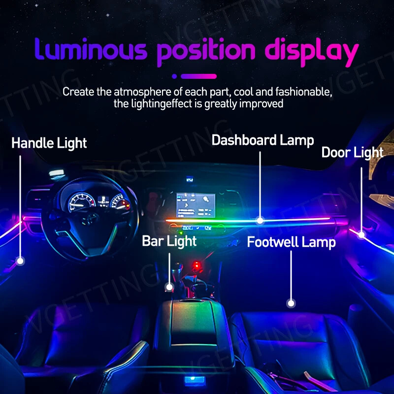 22 u 1 18 u 1 Symphony RGB ambijentalna svjetla automobila Atmosfera Interijer 64 boje LED akrilna vodilica Optička univerzalna dekoracija